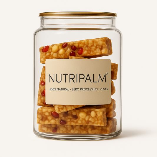 “NutriPalm Chocolate Walnut Protein Bar – vegan protein bar with dark chocolate and walnuts, healthy energy snack with no refined sugar.”