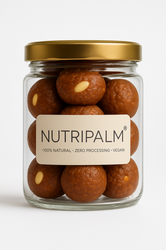 “NutriPalm Cacao Orange Laddoos – healthy chocolate and citrus energy balls made with cacao, orange zest, nuts, and dates.”
