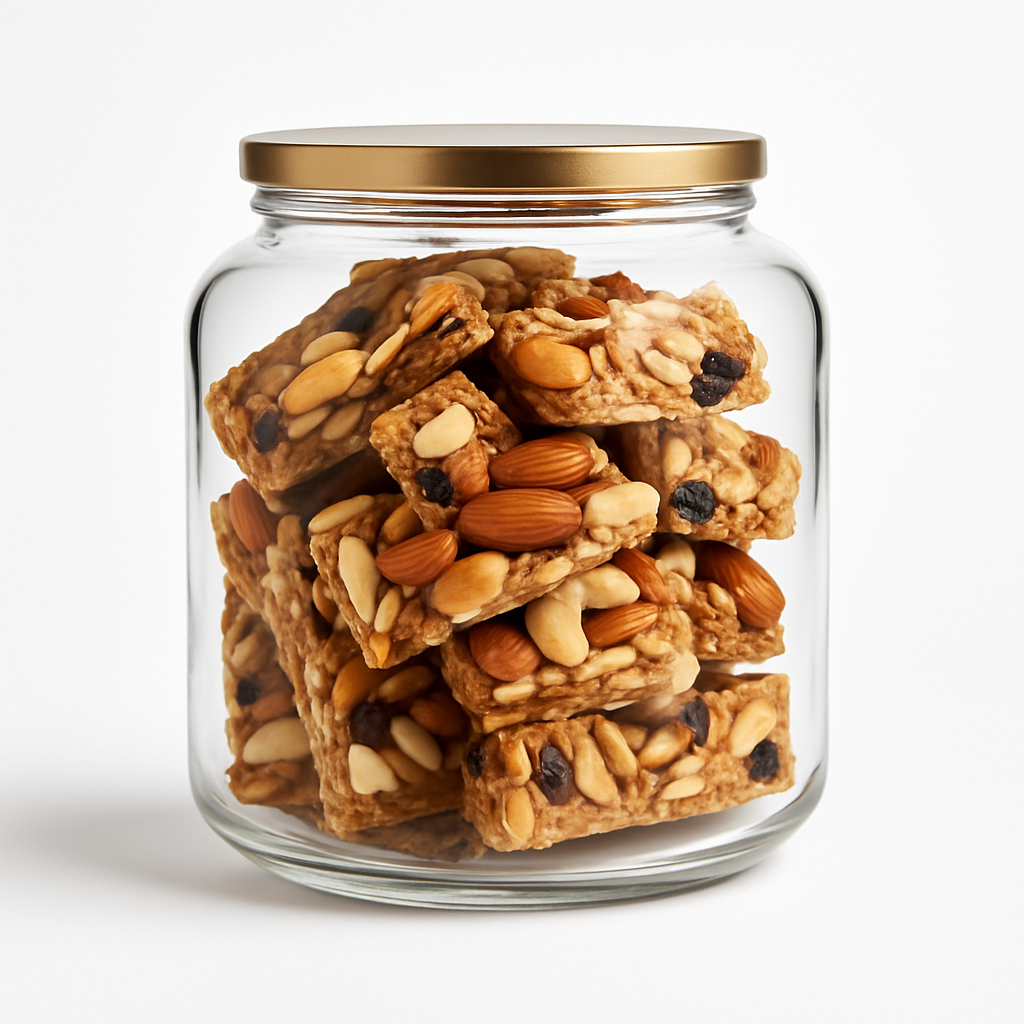 “NutriPalm Dry Fruits Jaggery Granola Bar – healthy granola snack made with dry fruits, oats, seeds, and natural jaggery, no refined sugar.”