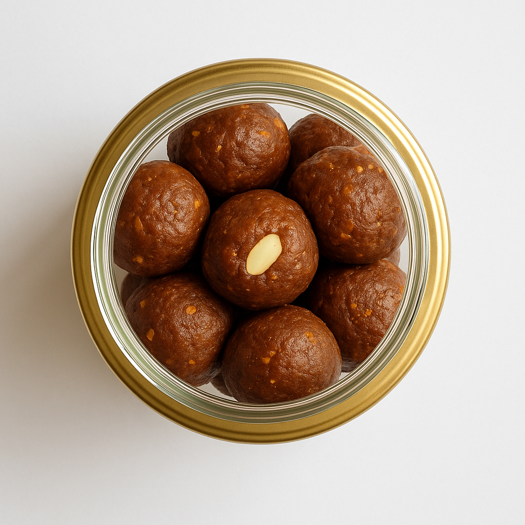 “NutriPalm Cacao Orange Laddoos – healthy chocolate and citrus energy balls made with cacao, orange zest, nuts, and dates.”