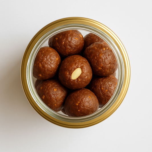 “NutriPalm Cacao Orange Laddoos – healthy chocolate and citrus energy balls made with cacao, orange zest, nuts, and dates.”