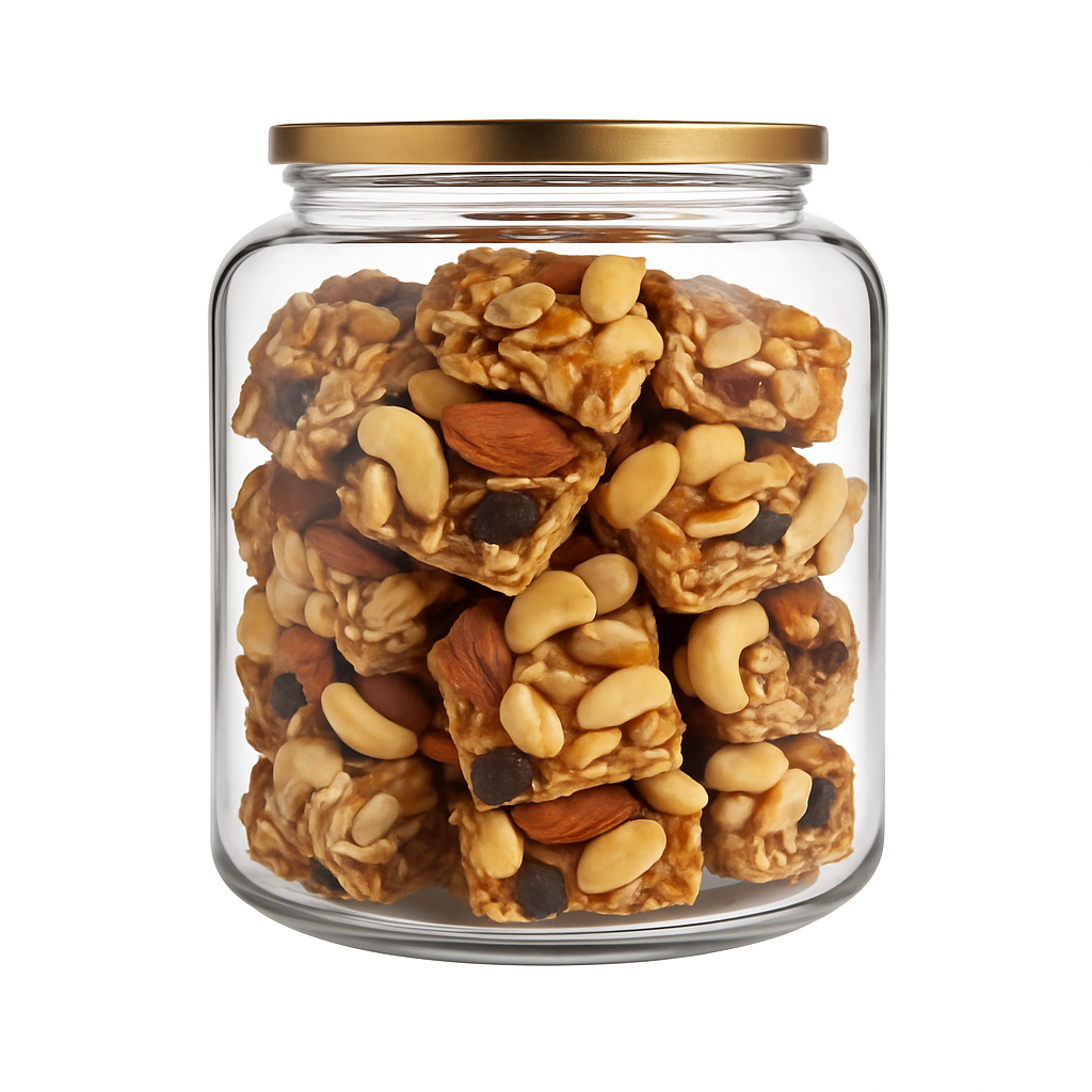 “NutriPalm Dry Fruits Jaggery Granola Bar – healthy granola snack made with dry fruits, oats, seeds, and natural jaggery, no refined sugar.”