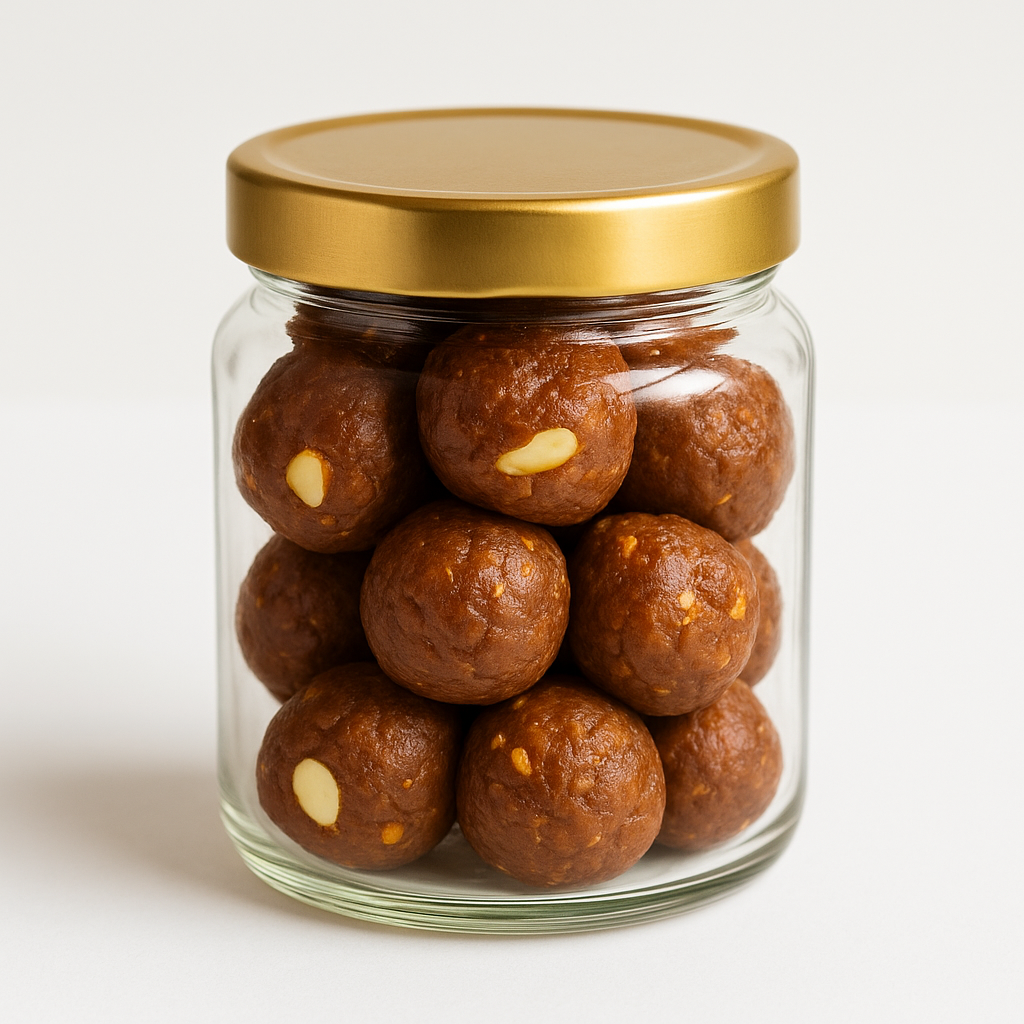 “NutriPalm Cacao Orange Laddoos – healthy chocolate and citrus energy balls made with cacao, orange zest, nuts, and dates.”