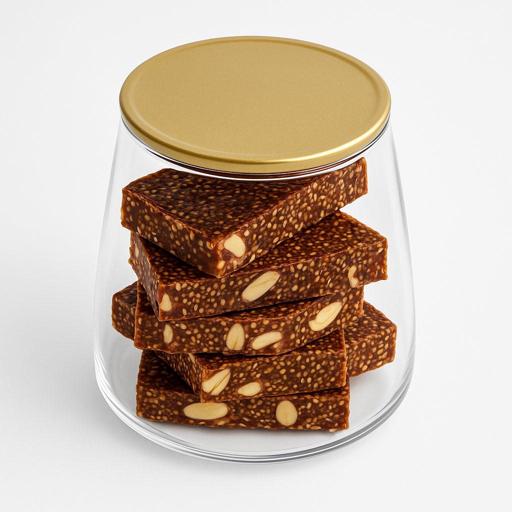 “NutriPalm Fig & Chia Seeds Bar – nutritious snack bar made with sun-dried figs, chia seeds, nuts, and oats for natural sweetness and fiber.”