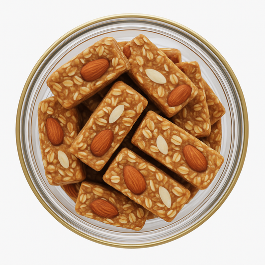 “NutriPalm Dry Fruits Jaggery Granola Bar – healthy granola snack made with dry fruits, oats, seeds, and natural jaggery, no refined sugar.”