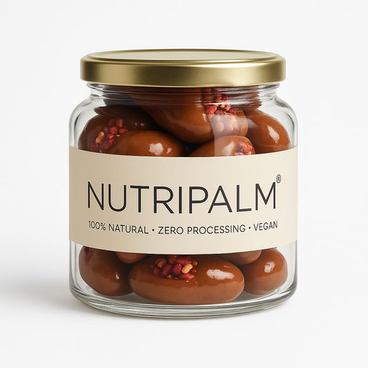 NutriPalm Chocolate Coated Peanut Butter Stuffed Dates – Premium Gourmet Treat with Nuts & Berries