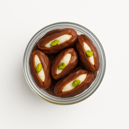 "NutriPalm Coconut Cream Stuffed Dates in premium glass jar – healthy gourmet stuffed dates with creamy coconut filling for gifting and snacking"